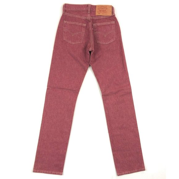 Levis 501 For Women 25x32 Red Jeans Vintage Button Fly Straight Leg Made In USA - Picture 2 of 10